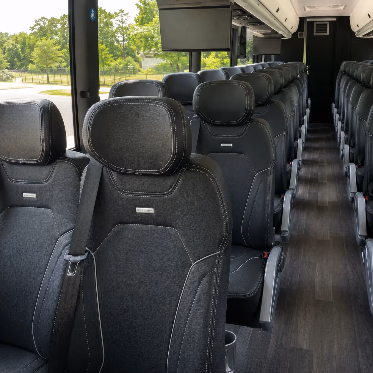 akron charter bus interior